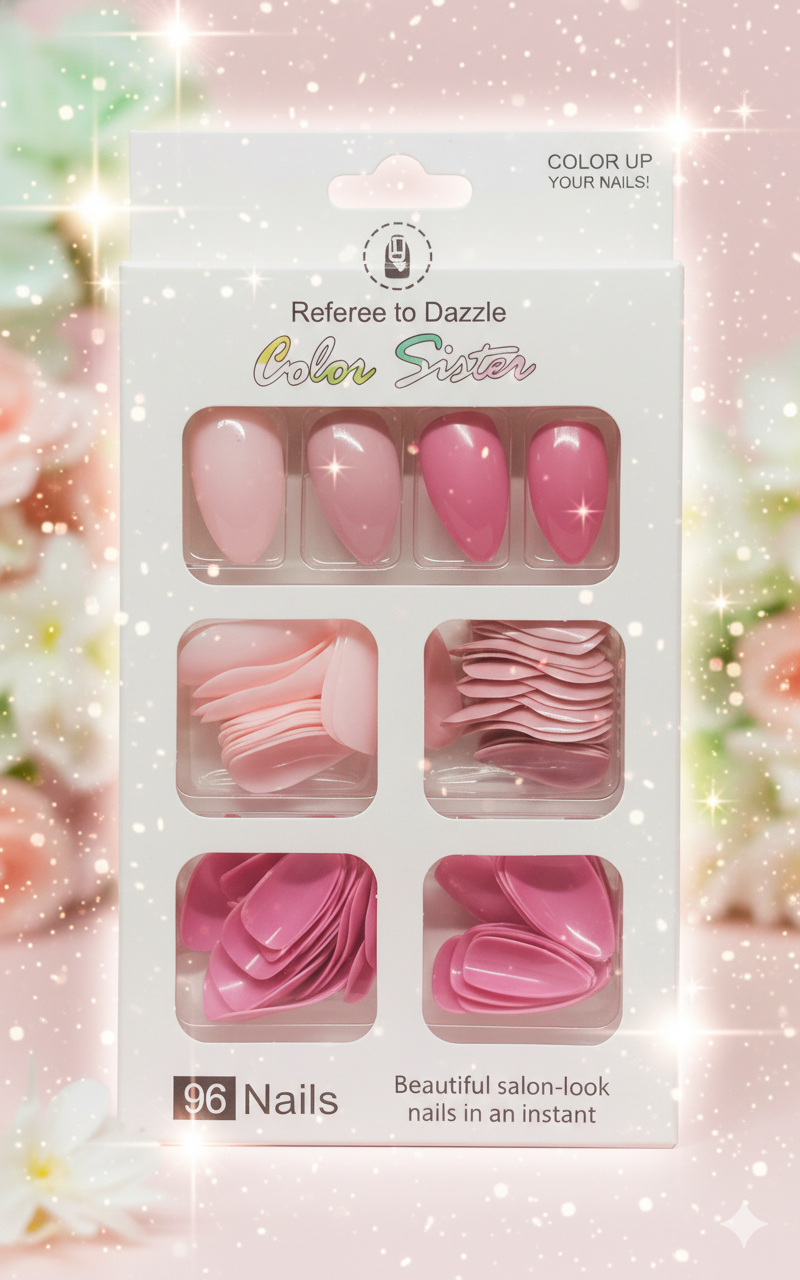 Multicolor Acrylic Fake Nails - 96 Pack