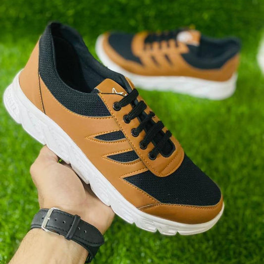 Golden Black Men's Walking Shoes