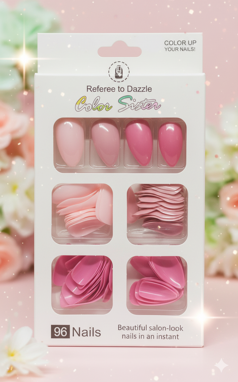 Multicolor Acrylic Fake Nails - 96 Pack