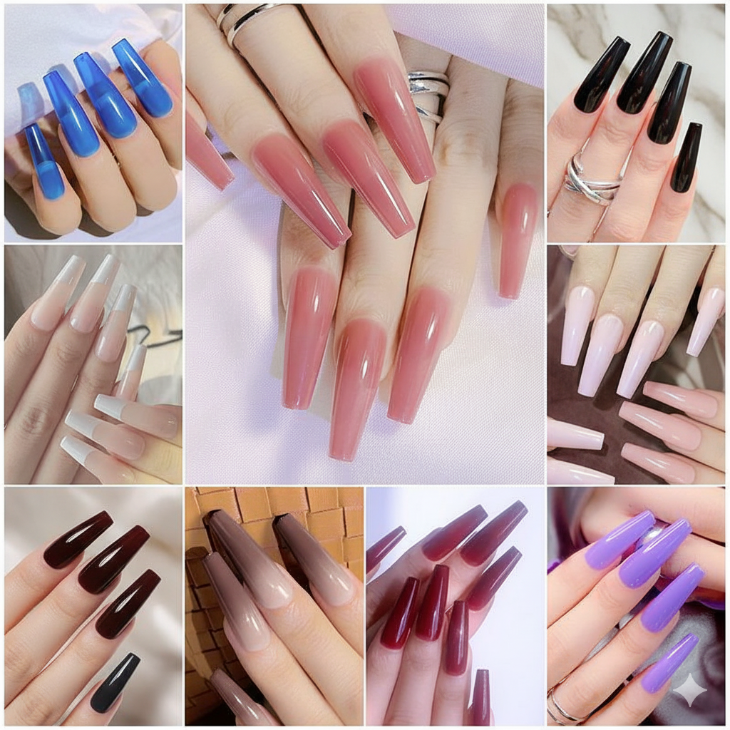 Multicolor Acrylic Fake Nails - 96 Pack